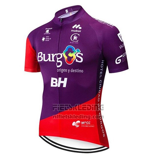 2019 Fietskleding Burgos BH Violet Rood Korte Mouwen en Koersbroek